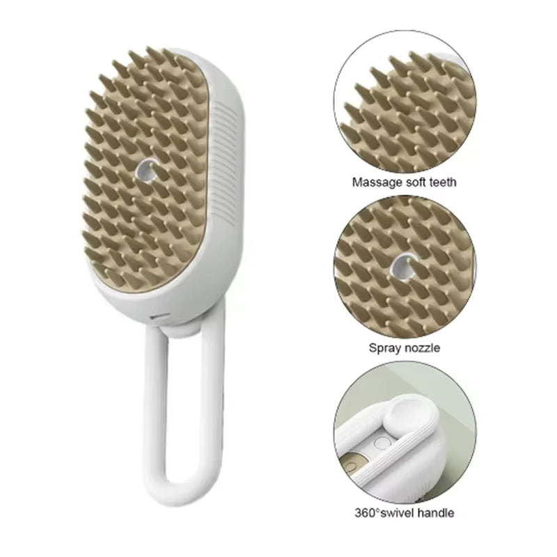 Cat Dog Pet Spray Massage Brush One Button Steam Spray Folding Rotatable Floating Hair Bath Hair Removal Brush Comb